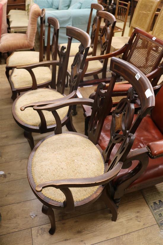 A set of six Edwardian inlaid mahogany chairs
